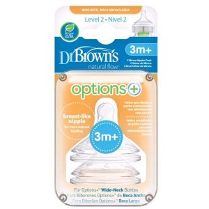 Tetina boca ancha nivel 2 +3M 2 unidades- Dr. Browns