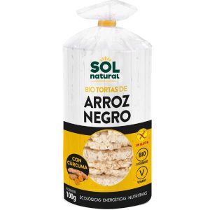 Tortas Arroz Negro Y Curcuma Sin Gluten  Bio 100Gr - Solnatural
