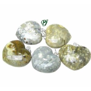 Colgante Corazon Jaspe Oceano Plata - Promineral