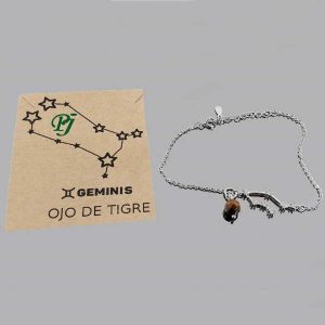 Pulsera Constelación Geminis Ojo Tigre Plata - Promineral