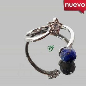 Anillo Adaptable Acero Hipoalergénico Trebol Lapislazuli - Promineral