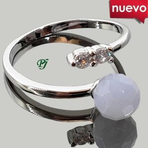 Anillo Adaptable Acero Hipoalergenico Circonita Calcedon - Promineral