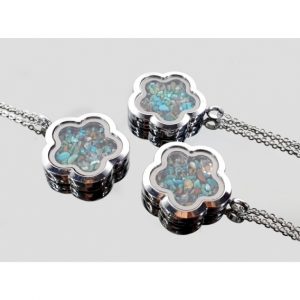 Collar flor turquesa con herkimer