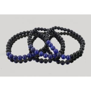 Pulsera 7 bola 6 mm lapislázuli con obsidiana