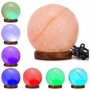 LAMPARA SAL HIMALAYA USB ESFERA COLORES