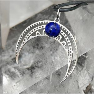 Colgante acero luna invertida lapislazuli