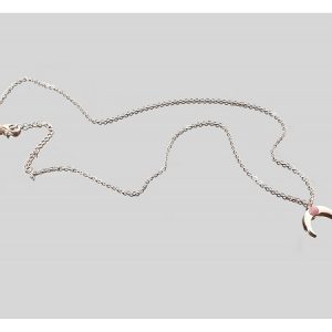 Collar de acero rosado luna invertida rodonita