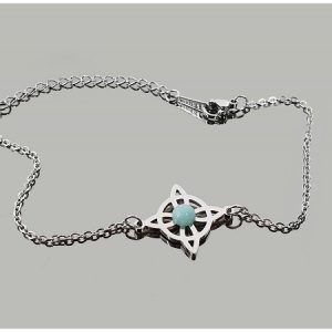 Pulsera acero nudo de brujas amazonita