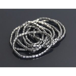Pulsera hematite plata tubitos 6 mm