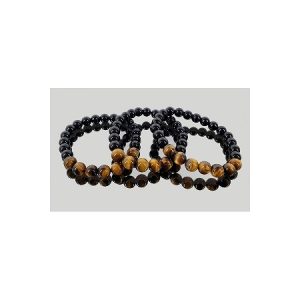 Pulsera ojo de tigre con obsidiana negra