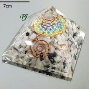 Piramide Orgonite Flor De La Vida 7X7 Piedra Luna - Promineral
