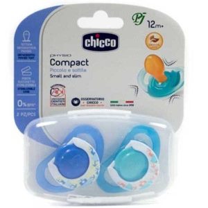 Chupete 12M+ Physio Compact Caucho Azul 2Uds - Chicco