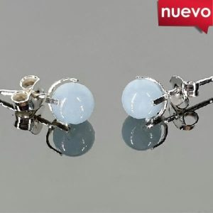 Pendiente Garra Aguamarina Plata 6Mm - Promineral