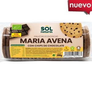 Galletas Avena Maria Sin Gluten Chips Choco Bio 200Gr - Solnatural
