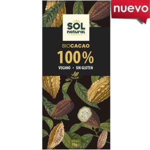 Tableta Cacao Puro 100 %  Bio 70Gr - Solnatural