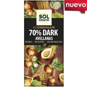 Tableta Choco Dark 70 % Avellana  Bio 70Gr - Solnatural