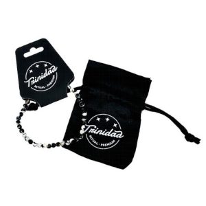 Trinidad pulsera agata negra teñida blanca 4 mm