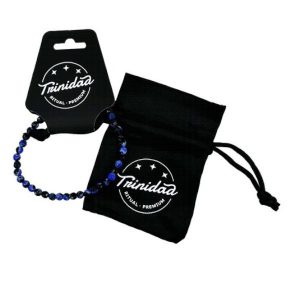 Trinidad pulsera agata negra teñida azul 4 mm