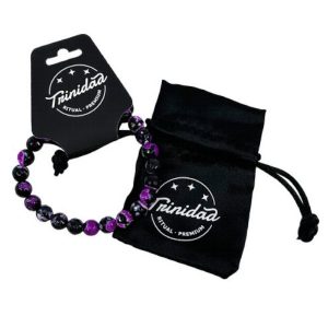 Trinidad pulsera agata negra teñida morada 8 mm
