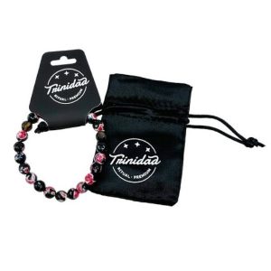 Trinidad pulsera agata negra teñida rosa 8 mm