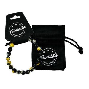 Trinidad pulsera agata negra teñida amarilla 8 mm
