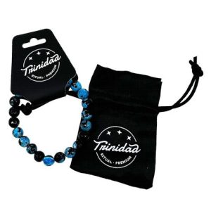 Trinidad pulsera agata negra teñida celestel 8 mm
