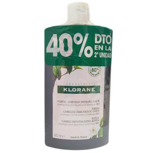 Champú de quinina 2x400ml 40% de descuento en la 2ª unidad - Klorane