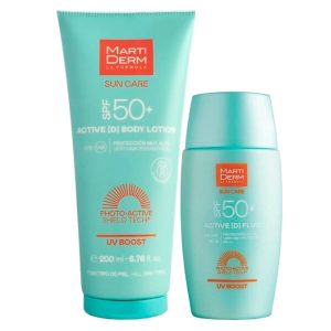 Protector solar corporal SPF50+ active 200ml + facial active fluid SPF50+ 50ml - Martiderm