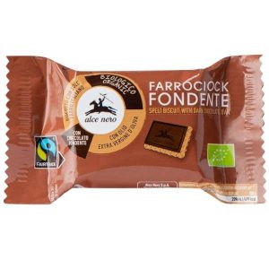 Galletas de espelta cubiertas de chocolate negro 28gr - Alce Nero