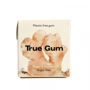 Chicle sin plástico sabor jengibre y cúrcuma 21gr - True